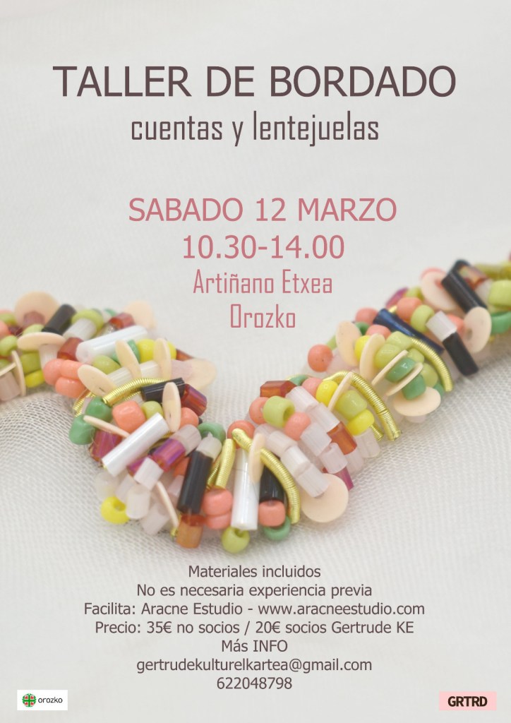 Taller de bordado con cuentas y lentejuelas